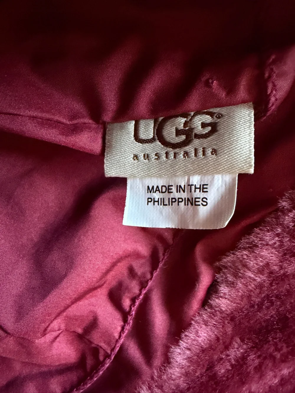 UGG Quilted Faux-Fur Bucket Hat in Burgundy Pink Girls Hat